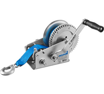 Лебедка ручная барабанная ЗУБР "ПРОФЕССИОНАЛ", тяговая, ленточная, 1,1т, 10м