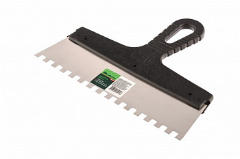 Шпатель из нержавеющей стали, 250 мм, зуб 8х8 мм, пластмассовая ручка// Сибртех