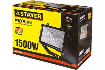 Галогенный прожектор с дугой крепления под установку, черный, 1500Вт STAYER MASTER MAXLight 57107-B