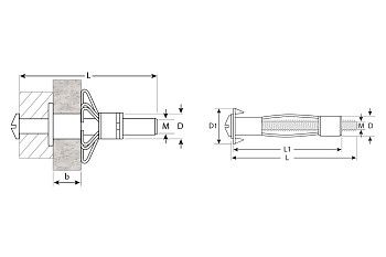 Анкер для пустотелых материалов Зубр МОЛЛИ 13 мм х M8 x 80 мм, 35 шт, оцинкованный 302472-08-080