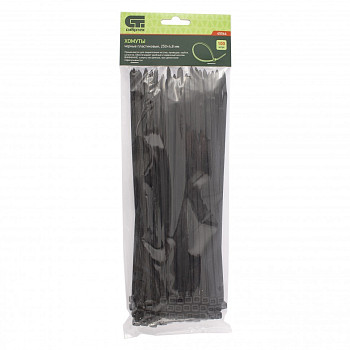 Хомуты, 250 х 4,8 мм, пластиковые, черные, 100 шт.// Сибртех