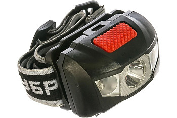 Фонарь ЗУБР "МАСТЕР" налобный светодиодный, 1Вт(80Лм)+2LED, 4 режима, 3ААА