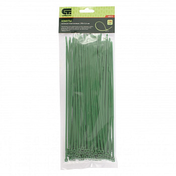 Хомуты, 250 х 3,6 мм, пластиковые, зеленые, 100 шт.// Сибртех