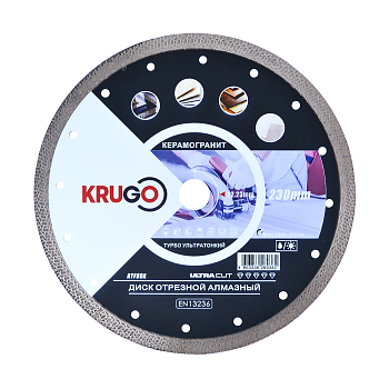 Диск алмазный по керамике супертонкий турбо TF 230x1.8x22.23x10mm KRUGO