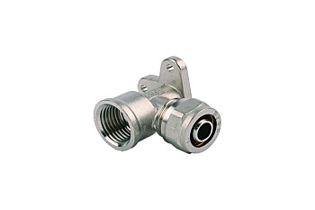 Уголок с креплением к полу (16 мм; 1/2"; цанга-гайка) для трубопровода Зубр 51411-16-1/2