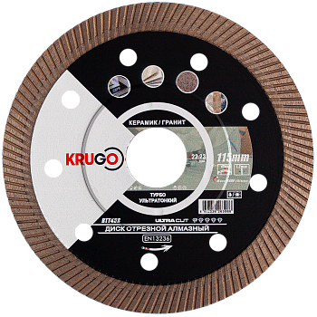 Диск алмазный Турбо Ультратонкий 115 x 1.2 x (20)22.23 x 10mm KRUGO
