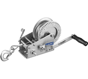 Лебедка ручная барабанная ЗУБР "ПРОФЕССИОНАЛ", тяговая, тросовая, 1,1т, 8м 43113-1.1_z01