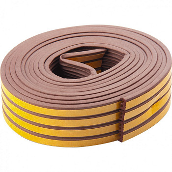 Уплотнитель, 6 м, профиль "E", коричневый, Россия// Сибртех