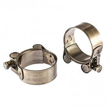 Хомуты металлические, силовые 44-47 мм, ширина 22 мм, шарнирные, W4, 2 шт.// Сибртех