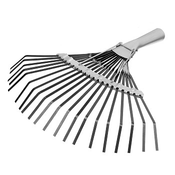 Грабли веерные оксидированные 20 зубьев, без черенка, плоский зуб, Россия// Сибртех