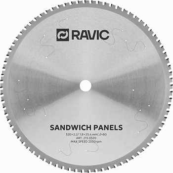 Диск пильный TCT по стали и сэндвич-панелям Ravic, 320х25,4 мм, 80T