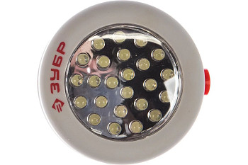 Фонарь светодиодный ЗУБР, 24 LED, магнит, крючок для подвеса, 3ААА