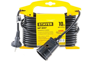 Удлинитель на рамке "MF 207", 10 м, 2200 Вт, 1 гнездо, ПВС 2х0,75 мм2, STAYER