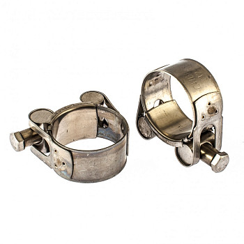 Хомуты металлические, силовые 32-35 мм, ширина 20 мм, шарнирные, W4, 2 шт.// Сибртех