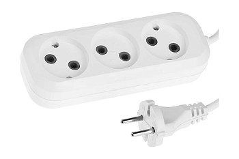 Удлинитель СИБИН электрический, ПВС сечение 0,75кв мм, 3 гнезда, макс мощн 1300Вт, 3м