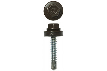 Саморезы Зубр для крепления кровельных материалов к деревянной обрешетке, цвет RAL 8028 земельно-кор