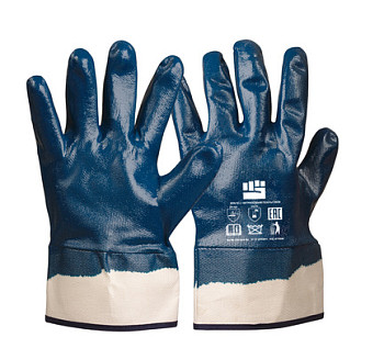 Перчатки из хлопчатобумажной ткани с нитрильным покрытием (манжет – крага) Фабрика перчаток
