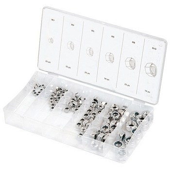 Набор гаек М3х0,5, М4х0,7, М5х0,8, М6х1,0, М8х1,25, М10х1,5 мм, 150 предм.// Сибртех