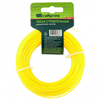 Леска строительная, 100 м, D 1 мм, цвет желтый// Сибртех