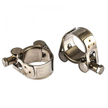 Хомуты металлические, силовые 29-31 мм, ширина 20 мм, шарнирные, W4, 2 шт.// Сибртех