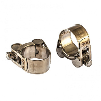 Хомуты металлические, силовые 26-28 мм, ширина 18 мм, шарнирные, W4, 2 шт.// Сибртех