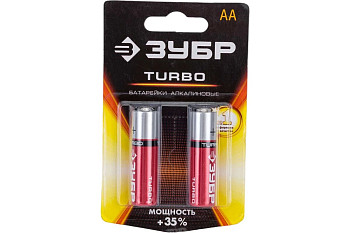 Щелочная батарейка Зубр 1.5 В, тип АА, 2 шт, Turbo 59213-2C_z01